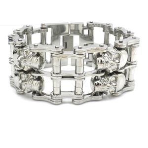 Heavy Duty Size 9 Inch Mens Skull Bracelet
